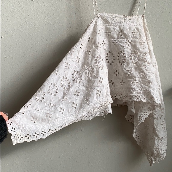 🦋 Free People New Romantics Trapeze Eyelet Top 100% Cotton - Picture 3 of 5
